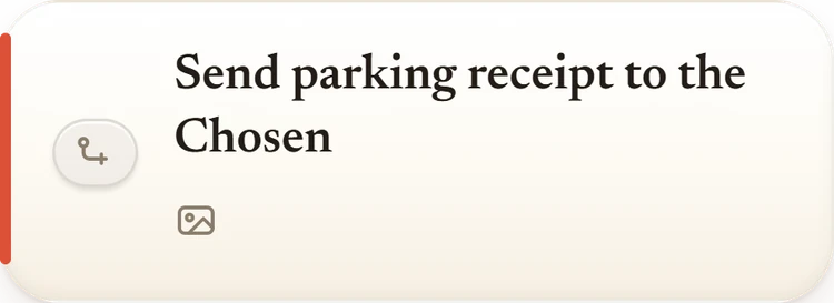 Now card — Send parking receipt to the Chosen